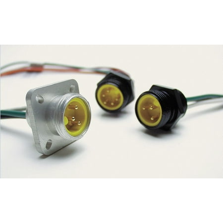 - External Thread Receptacle, Number of Pins: 2, Male, Plug End: Straight, 600VAC/DC Max. Voltage