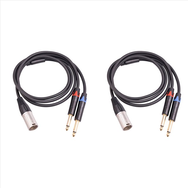 2X Cable Bifurcador en y Doble de 6,35 mm y 1/4 Pulgada A XLR Macho, Cable de MicróFono de Audio de 3 Pines XLR Macho A Enchufe Doble de 6,35 Mm, 3,3 Pies/1 Metro