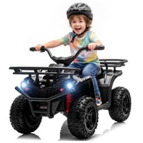 iRerts 24V Electric Ride on ATV, 24V Kids Ride on Toys for Kids Boys Girls Ages 3-5, Battery Powered Kids Electric Cars with Bluetooth, Music, LED Lights, Front/Rear Storage Racks, Black