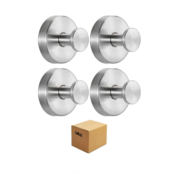 4pcs Toallero Baño Con Ventosas Sin Perforaciones Lab.G Plateado