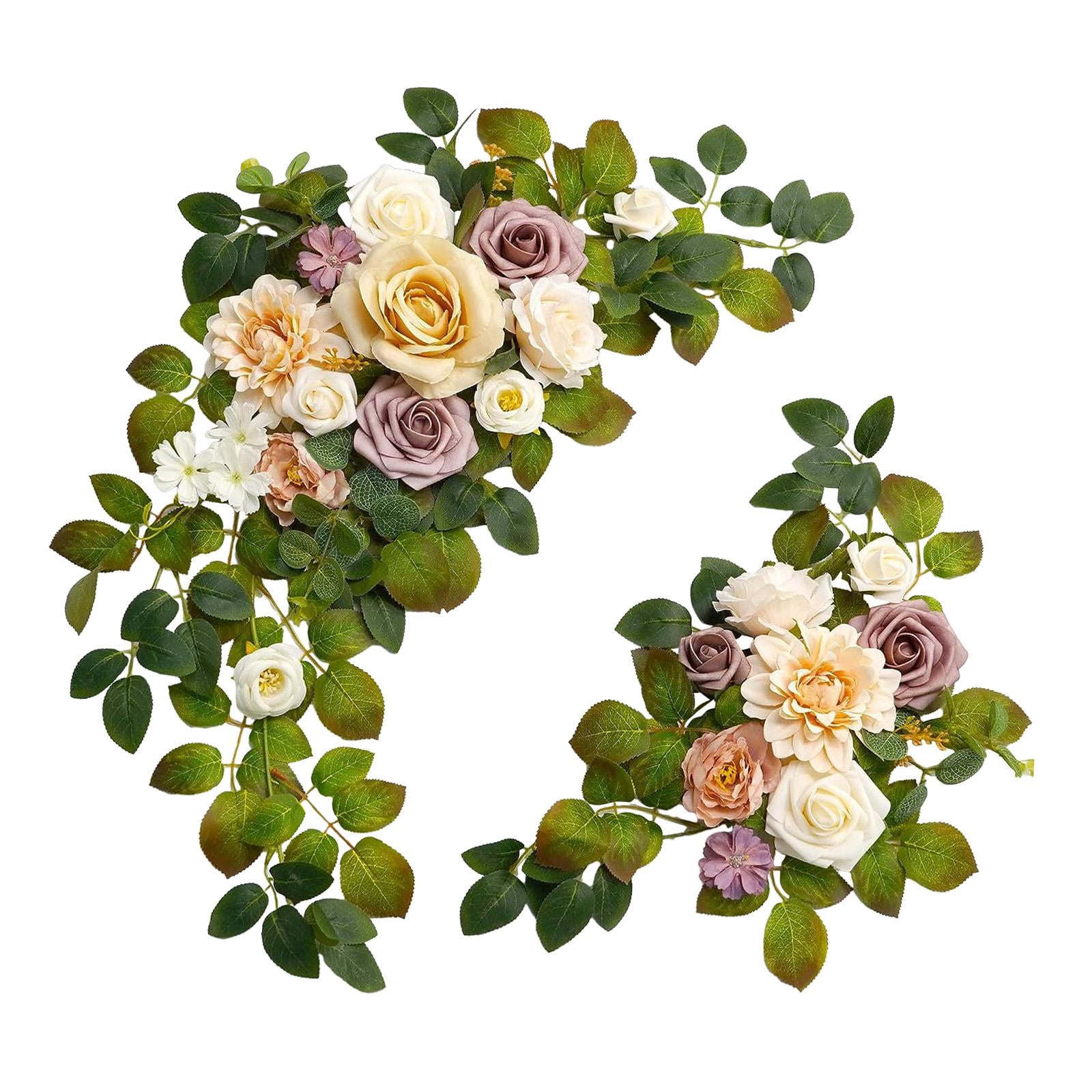 perfeclan 2Pcs Wedding Arch Flowers Artificial Flower Rustic Centerpiece Wedding Decor Flower Arrangement for Wedding Ceremony Backdrop Champagne