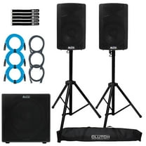 Alto Professional TX410 350W 10" Powered Loudspeaker 2-Pack with 12" Subwoofer & Stands Package