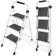 thumbnail image 2 of Escalera de Acero Plegable de 3 Peldaños con Bloqueo Automático Seguro, Diseño Antideslizante y Patas Protectoras de Suelo, Portátil y Compacta para Almacenamiento,, 2 of 4