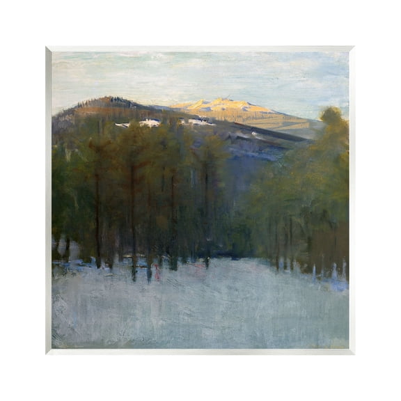 Stupell Industries Winter Mountain Scenery Landscape Painting Unframed Art Print Wall Art, 12 x 12