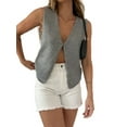 thumbnail image 1 of Fortune Women Knitted Tank Top Summer Basic V Neck Solid Sleeveless Cropped Top, 1 of 7