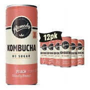 Remedy Kombucha Peach Low Calorie Sugar Free, 12 Pk, 11.2 oz Cans