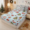thumbnail image 2 of Erosebridal Christmas Gingerbread Zipper Queen Comforter Set with Fitted Sheet and 2 Pillowcases,Happy Xmas Zipper Bedding Set,Green Red Blue,Reversible, 2 of 7