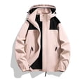thumbnail image 6 of Lumtrix Men'S Color Block Hooded Rain Jacket Windproof Waterproof Zip Up Coat Lightweight Outdoor Hiking Windbreaker Coat Pink S, 6 of 6