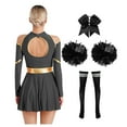 thumbnail image 2 of TiaoBug Womens Cheer Leader Costume Cheering Uniform Long Sleeve Dress with Stockings Black A S, 2 of 7
