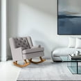 thumbnail image 1 of CorLiving Eleanor Fabric Tufted Timeless High Wingback Rocking Arm Chair with Wood Frame, Light Grey, 1 of 12