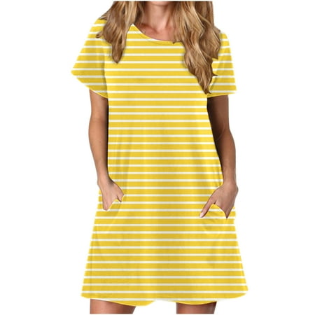 

Giligiliso Dresses For Women Clearance Women’S Casual Summer T Shirt Dress Loose Short Sleeve Tunic Dress With Pockets For Women