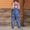 thumbnail image 2 of Womens Casual Baggy Denim Jean Overalls Loose Bib Dungarees Harem Romper Jumpsuit Cropped Pants with Pocket Casual Wide Leg Overall Playsuits, 2 of 4