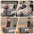 thumbnail image 2 of Baby Bassinet 5 in 1,Baby Bedside Bassinet with DiaperTable, Mosquito Net, Mattress, Storage Layer, Can BeStored in One Button Travel Crib (Beige), 2 of 6