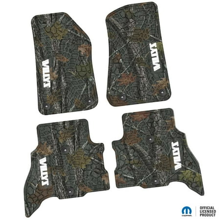 Flextread Floor Mats for 21-24 Jeep Wrangler 4xe - Mopar Licensed Factory Fit - Rugged Woods Camouflage w/ White Willys Insert - 100% Made in USA
