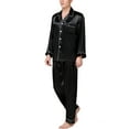 thumbnail image 3 of Mens Silk Satin Pajamas Long Sleeve Loungewear Two-piece Sleepwear Button-Down Pj Set, 3 of 6