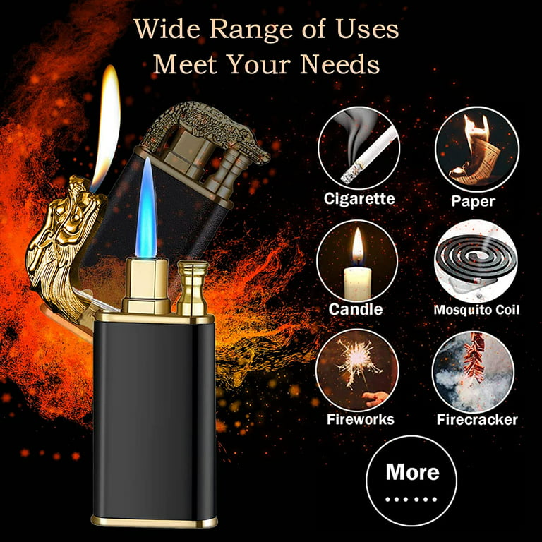 Dragon Tiger Double Fire Lighter Blue Flame Lighter Windproof Open