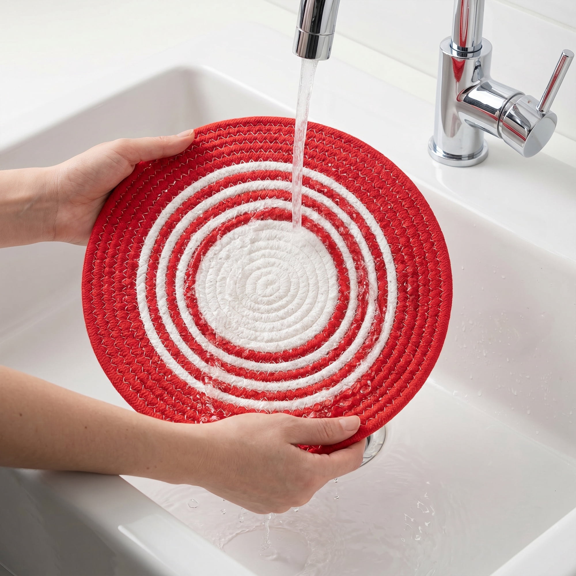 Unique Bargains 6Pcs Woven Dining Table Decor Round Placemats Red 11.8x11.8in
