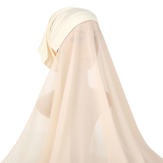 Traje de bufanda de gasa con perlas monocromáticas, sombrero, bufanda cómoda para mujer, sombrero de tubo, bufanda larga de una pieza