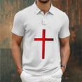 thumbnail image 2 of Mens Waffle Polo Shirts Short Sleeve Moisture Wicking Golf Tennis Polo Casual Shirts with Cross Printed Size 2XL White, 2 of 5