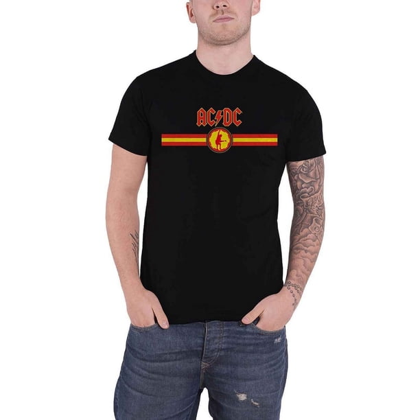 AC/DC - Camiseta de Rayas para Adultos Unisex (Negro, Rojo)