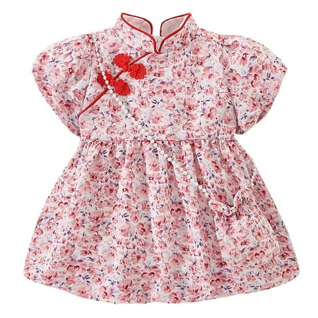 

TAIAOJING Baby Girl Dress Toddler Short Sleeve Floral Prints Princess Dress Dance Party Dresses Clothes Cute Sundress 6-12 Months