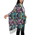 thumbnail image 5 of Cauagu Christmas Gnome blue Print Women Wrap Shawl tassels Scarves Retro Scarf 77.6"X28.3", 5 of 8