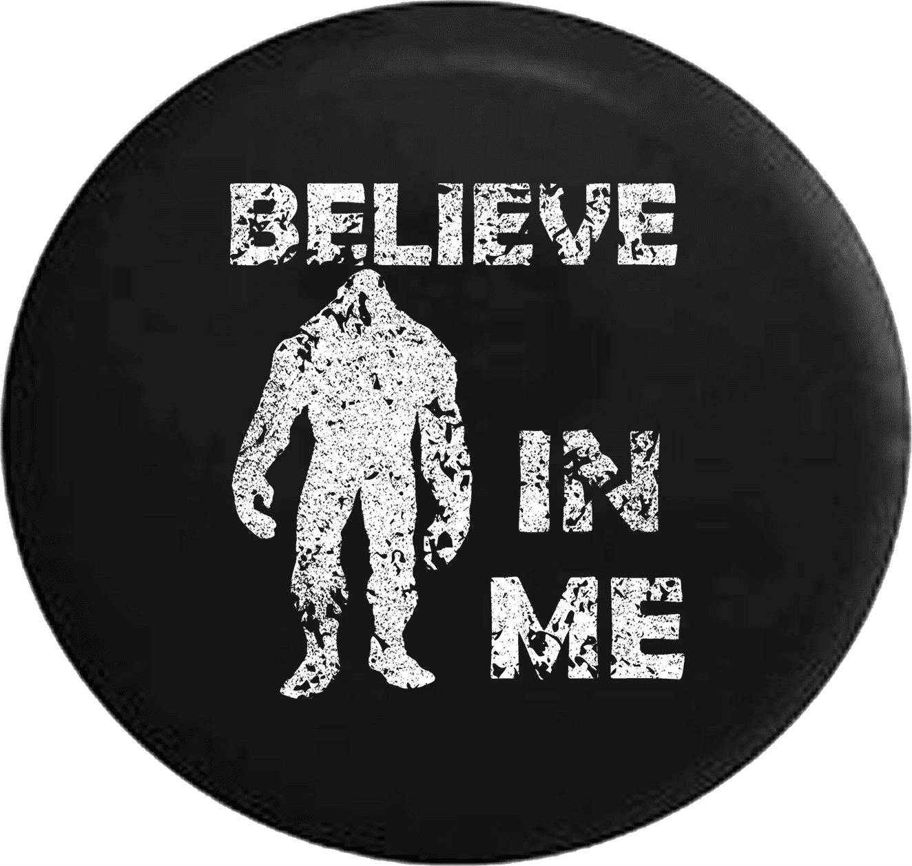 Bigfoot Sasquatch BELIEVE IN ME Yeti Squatch Hunting Spare Tire Cover