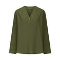 thumbnail image 4 of GigrtiJin Women's Casual Blouse V-Neck Long Sleeve Button Loose T-Shirt Fashion Solid Color Basic Pullover Tops, 4 of 6