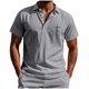 thumbnail image 2 of Blusa y camisa de manga corta con cuello vuelto para hombre, color liso, moda de verano, estampado informal, manga corta, botones, cuello vuelto, bolsillo, camisa de poliéster para hombre, 2 of 8