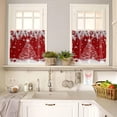 thumbnail image 4 of Red Christmas Kitchen Curtains and Valances Set, Rod Pocket Curtains Tier Farmhouse Window Curtains 24 Inch Length, Pine Trees Silver Leaves Snowflake Ball 3 Piece Kitchen Curtains Set, 4 of 6