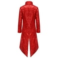 thumbnail image 2 of iiniim Kids Boys Sequins Tailcoat Medieval Vampire Formal Dresscoat Gothic Tuxedo Long Jacket Red 14, 2 of 7