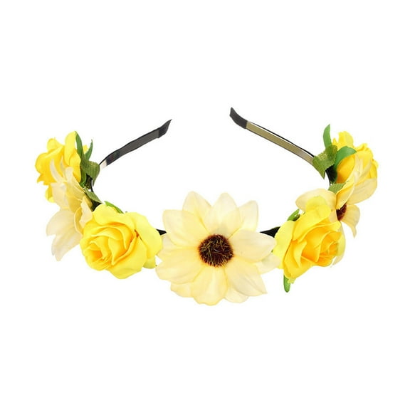 RUISINERY Sun Flower Headband Flowers Hairhoop for Women and Girls Garlands Hair Accessories for Photography Props Music Festival