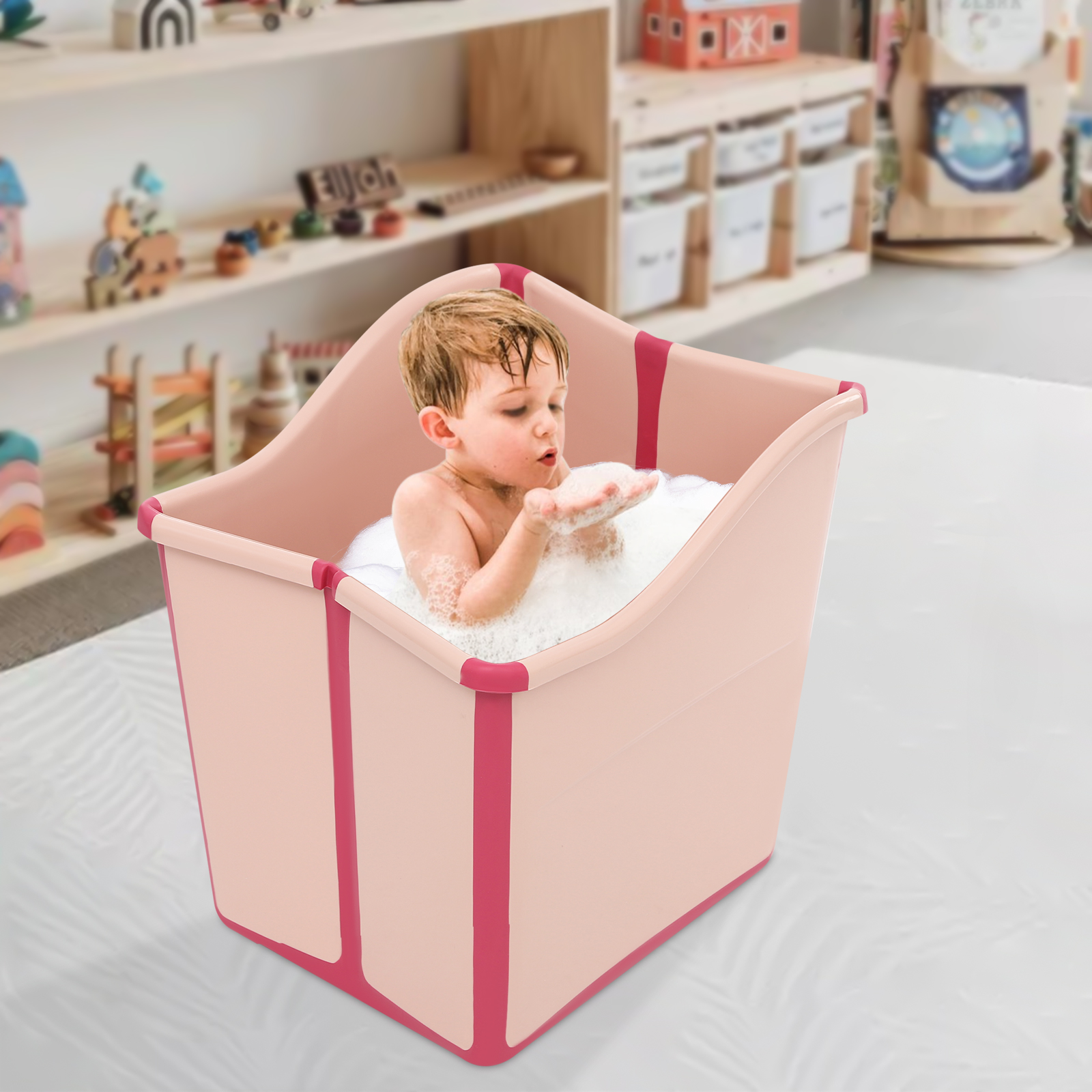 Home Portable Bathtub,Foldable Mini Bathtub for Children,Kids Folding Water Tub Sauna Spa Soaking Bath Bathtub Collapsible Bathtub -22.45gal