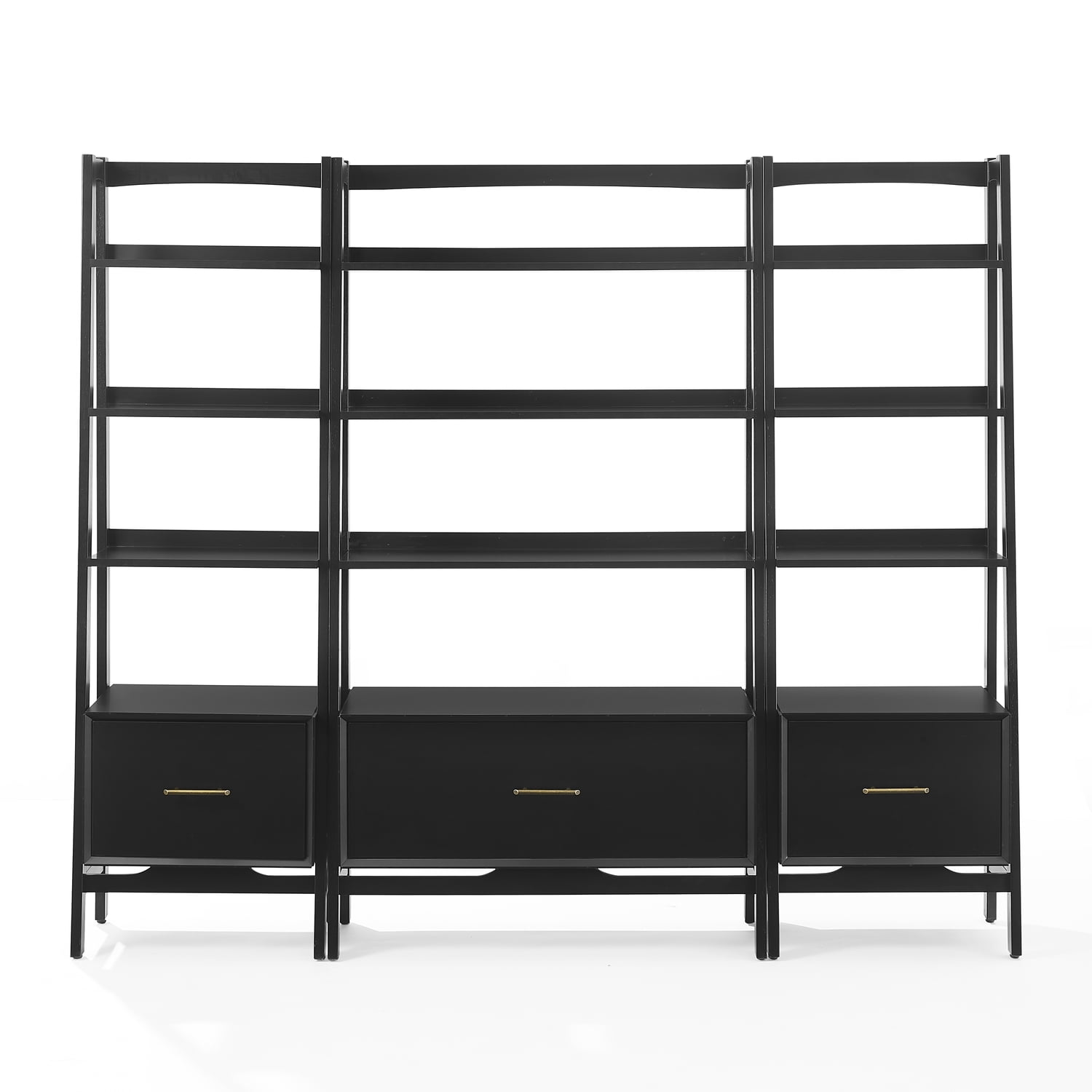Crosley Furniture Landon 3-Piece Etagere Bookcase Set in Matte Black