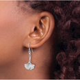 thumbnail image 3 of Sterling Silver Rhod-Plated Polished Grooved Ginkgo Leaf Dangle Earrings (Width 16.4) (Length 38.3) - Jbsp, 3 of 5