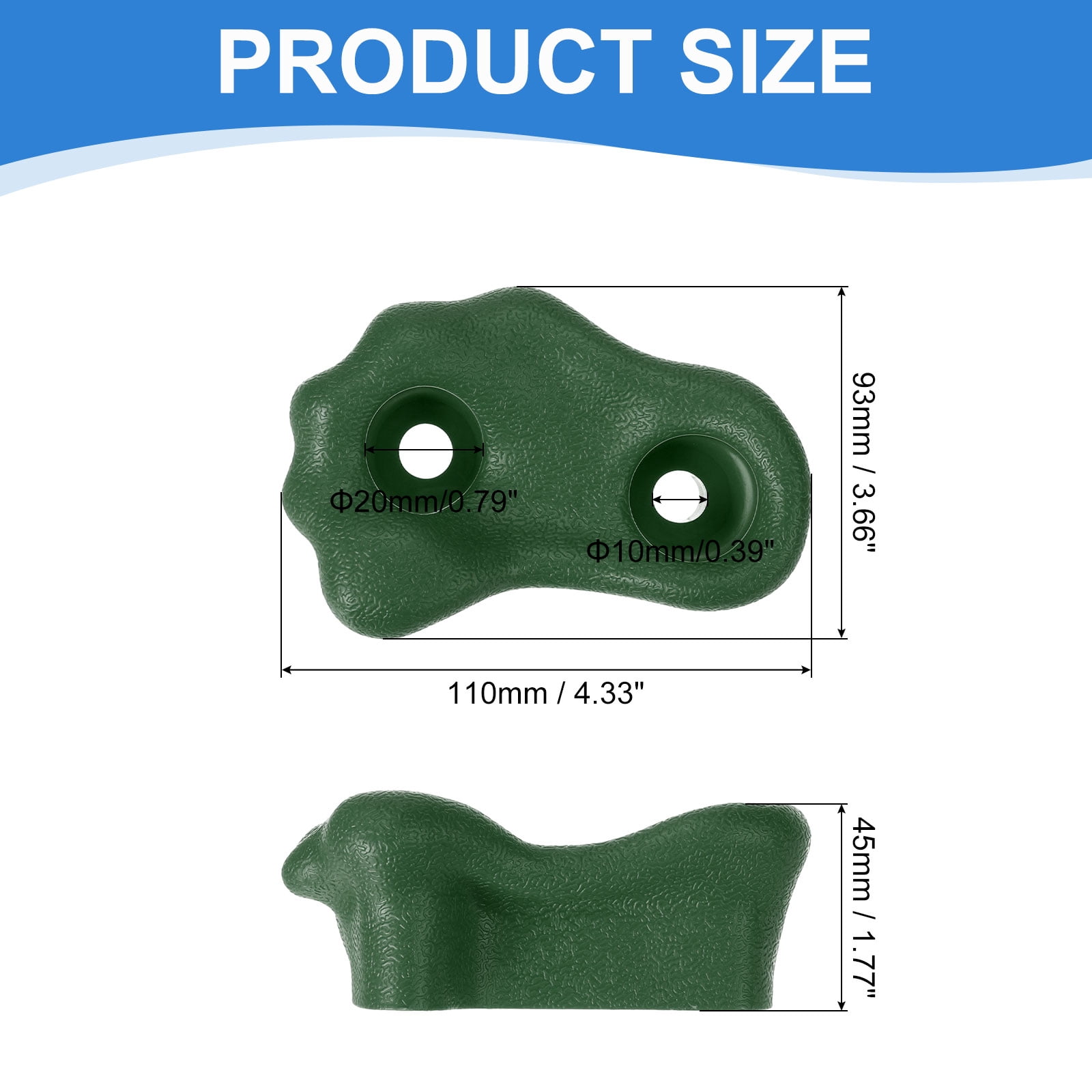 Rock Climbing Holds, 10 Pcs Small Climbing Rock Wall Grips with Double Hole for Playground Accessory, Green-B