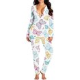thumbnail image 1 of Kiapeise Women's Sexy Deep V Neck Bodycon Jumpsuit Butt Flap Pajamas Long Sleeve Romper Overall Sleepwear, 1 of 3