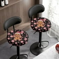 thumbnail image 3 of ZIATUBLE Christmas Gingerbread Man Stool Cushion Covers Round Bar Stool Covers Set of 2 Piece Chair Seat Cushion Slipcover Dustproof Soft Bar Stool Seat Cover Size S Daily Decor, 3 of 6