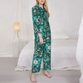 thumbnail image 4 of Junzan Lephants In The Jungle Print Womens Pajama Sets,Long Sleeve Button Down For Women Pjs 2 Piece, 4 of 9
