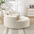 thumbnail image 3 of 55 Inch Chaise Lounge Indoor, Upholstered Chenille Sofa Bed with Throw Pillows and Armrests, Sleeper Chair- Plush Chair Bed for Living Room, Beige, 3 of 9