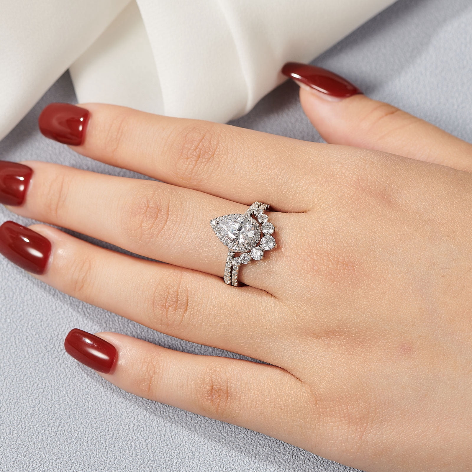 Wuziwen 3.5CT Vintage Engagement Rings Wedding Ring Set for Women 925 Sterling Silver CZ Size 7