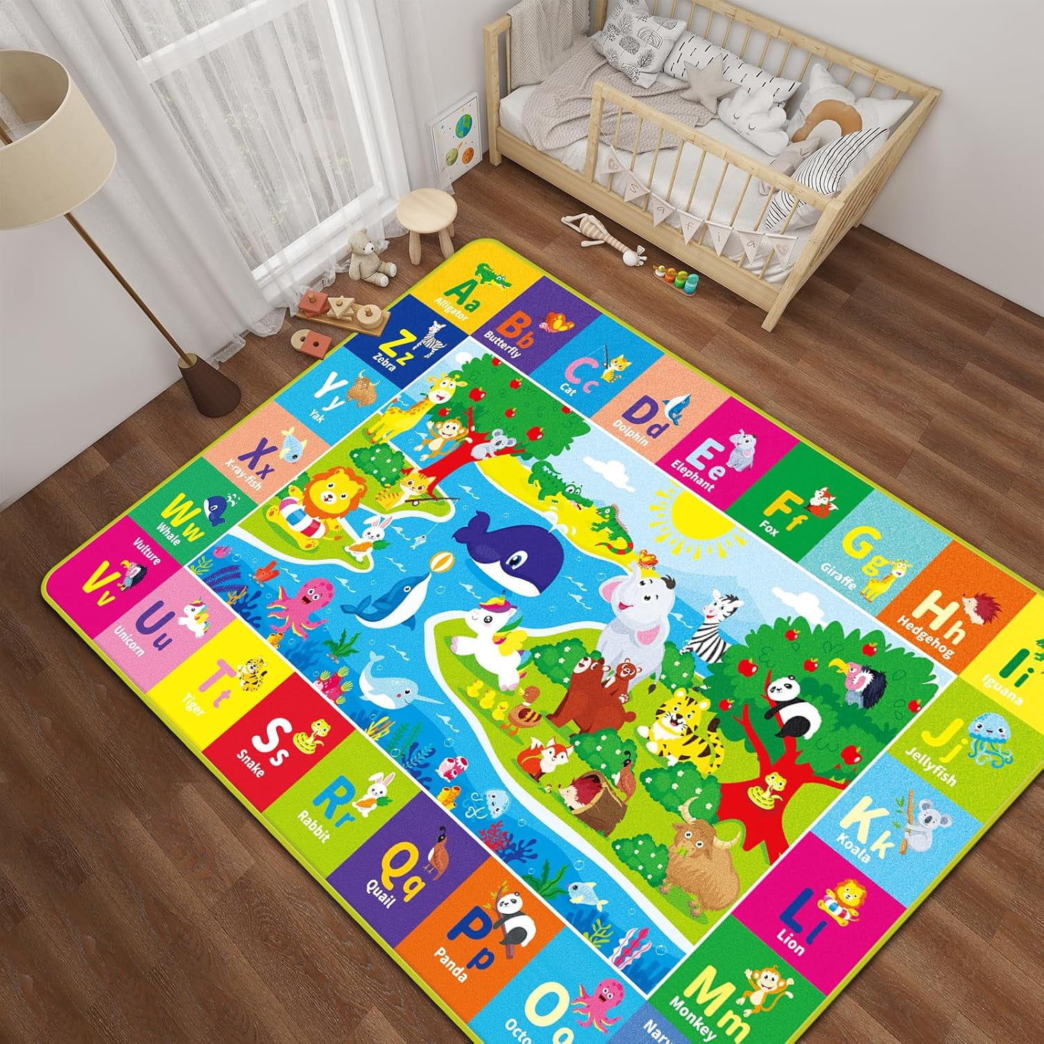 AKASISRUG ABC Kids Rug, Kids Play Mat,Preschool Rugs with Animals, Foldable Floor Mat,59" X 39.4"