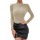 thumbnail image 1 of Suéter de Invierno Gibobby de punto color sólido para mujer con cuello (Beige, XL), 1 of 4