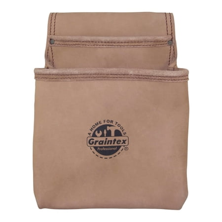 UPC: 0819972020080 | Graintex 2 Pocket Nail & Tool Pouch Natural Top Grain Leather for Framers  Constructors  Electricians  Plumbers  Handyman