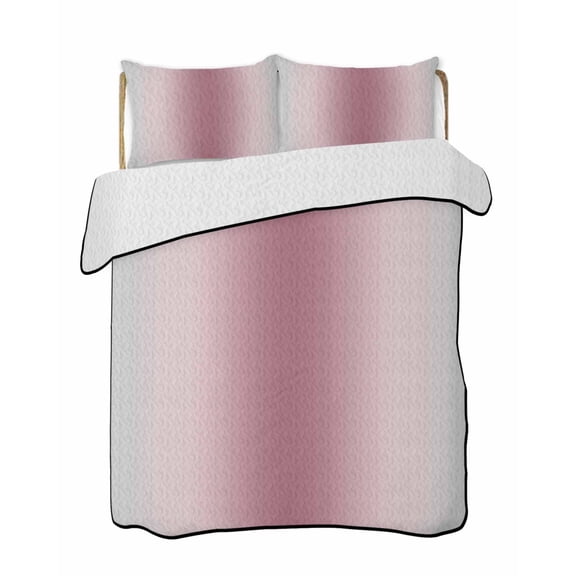Quilts Full Size, Light Pink Grey Ombre Soft Comforter Bedding Set for Bed, Modern Abstract Art Gradient Lightweight Quilted Bedspread with Pillow Cover(2 Pieces) for All Season, 78x90 Inch