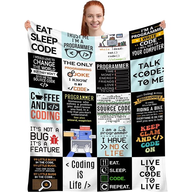 LHSHID Computer Programmer Gifts for Men Women Blanket Flannel Soft and Comfortable Anti static Bed Sofa Blanket 50x60in