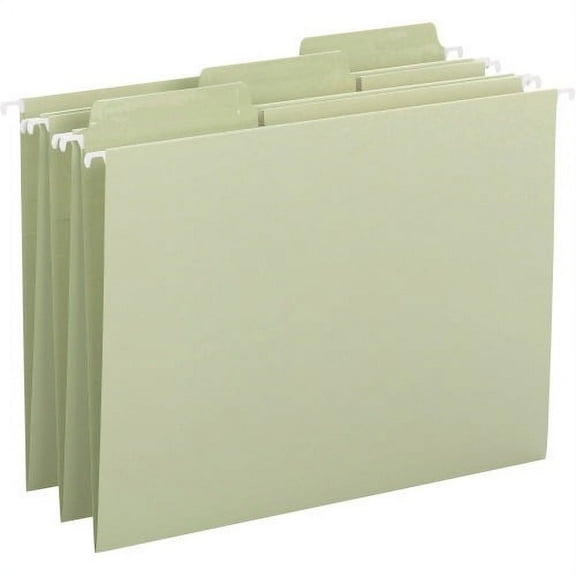 Smead Erasable FasTab Hanging Folders Letter - 8 1/2" x 11" Sheet Size - 1/3 Tab Cut - Top Tab Location - Assorted Position Tab Position - Paper - Moss - 2.50 oz - Recycled - 20 / Box