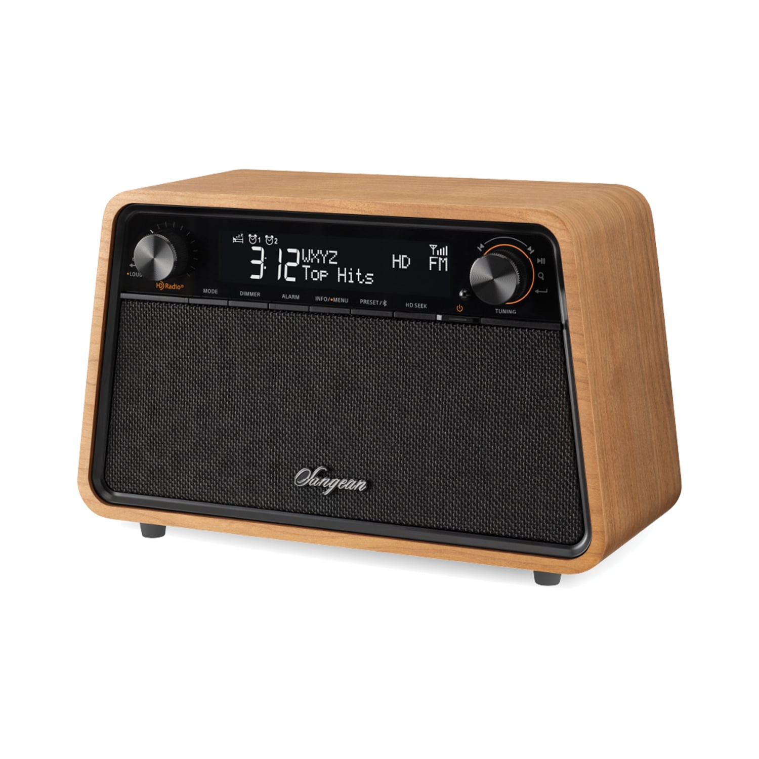 Sangean HDR-19 Bluetooth Corded Electric Alert System Portable Radio, Natural Cherry