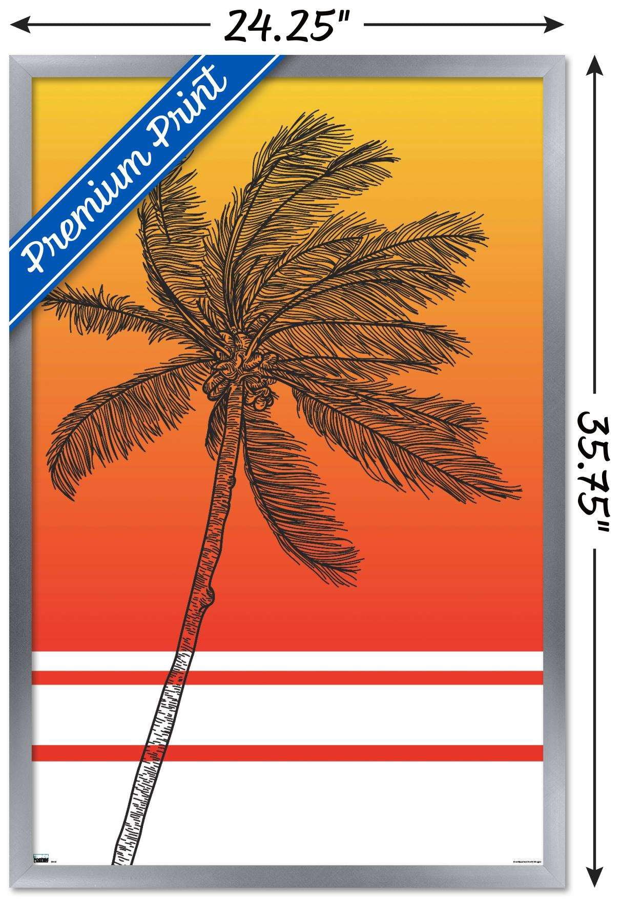 Line Art - Palm Tree Wall Poster, 22.375" x 34", Framed