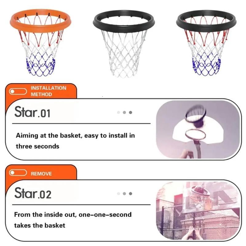 CEORPER Outdoor Basketball Net Heavy Duty Basketball Netting Hoop PU Basketball Frame
